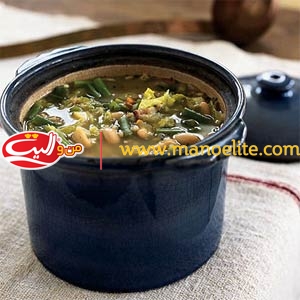 سبزی و لوبیا و ماکارونی