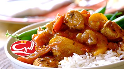 مرغ فلفلی با هلو