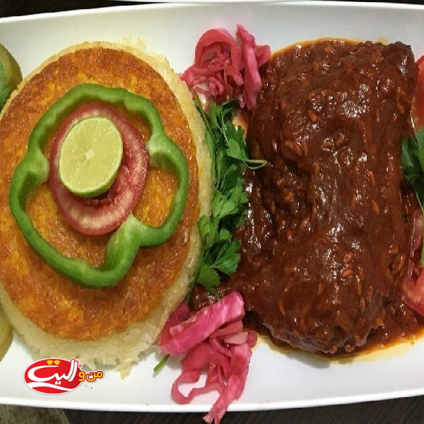 مرغ گردوئی با برنج